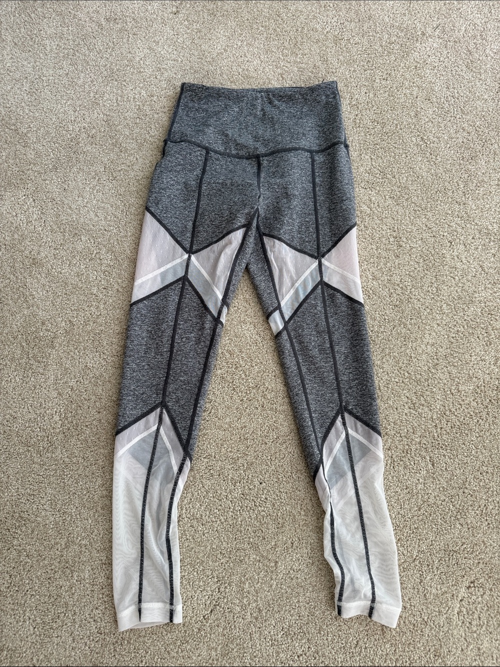 Zella Gray High-Rise Mesh Accent Leggings